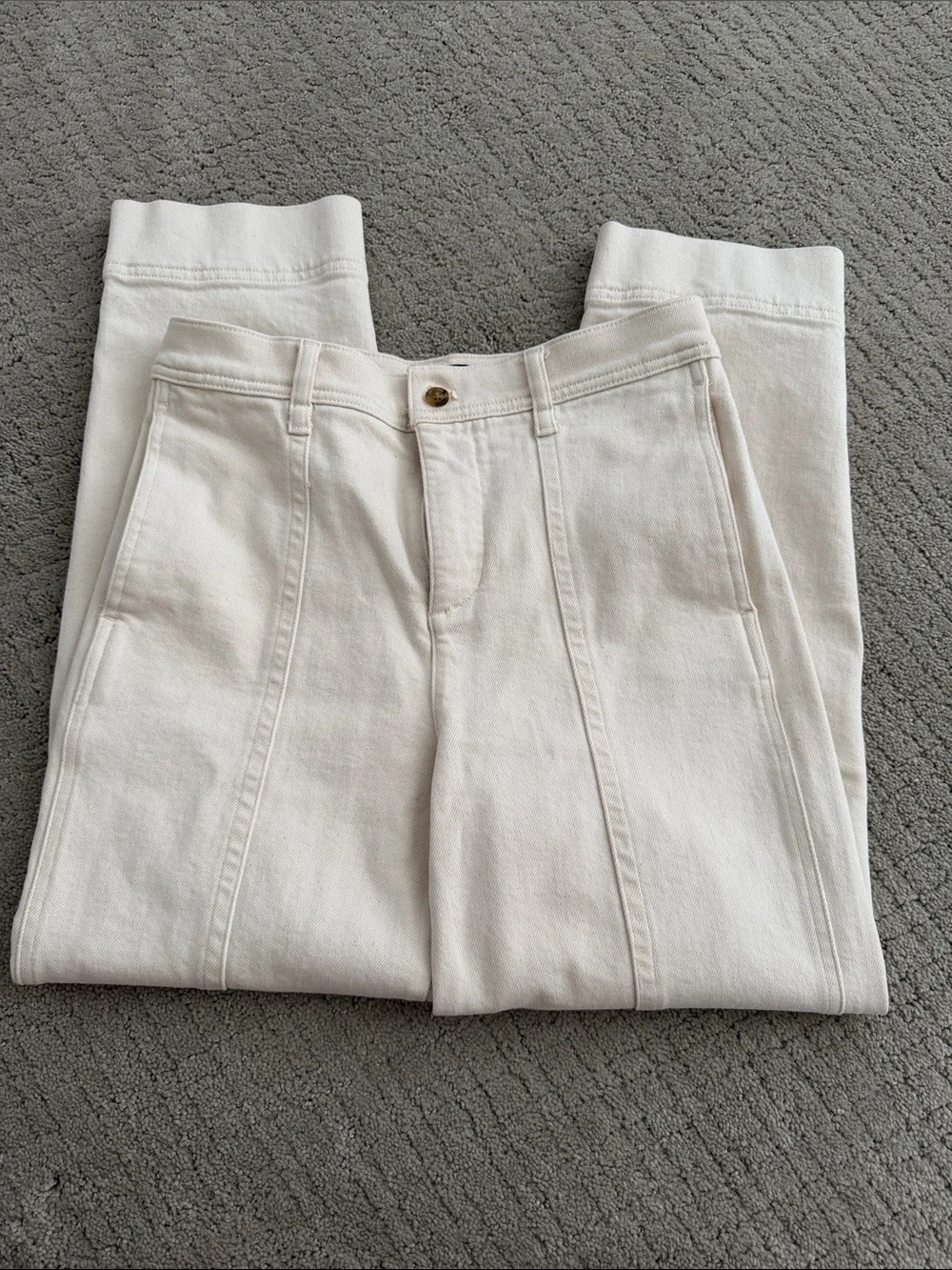 J. Crew High-Rise Straight-Leg Jeans in Off-White - Picture 1 of 4